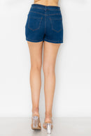 High Rise Buttoned Denim Skorts