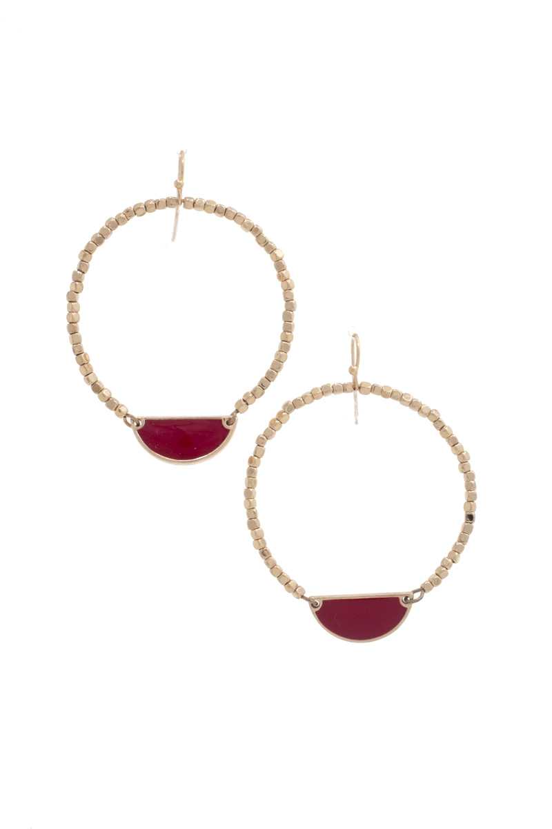 Half Circle Beaded Round Earring