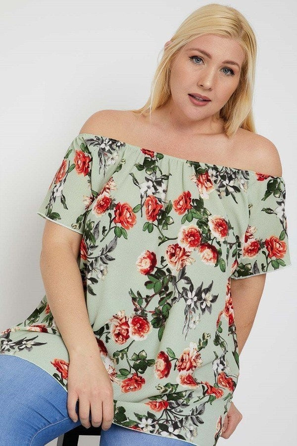 Floral Print Off The Shoulder Top