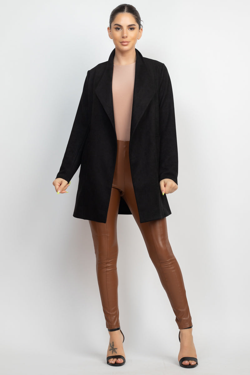 Open Front Suede Blazer