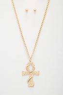 Snake Wrap Cross Pendant Curb Link Necklace