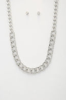 Curb Link Crystal Metal Necklace