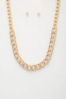 Curb Link Crystal Metal Necklace