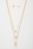 Triple Heart Charm Layered Necklace