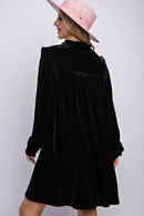 Mini Ruffle Detailing Velvet Dress