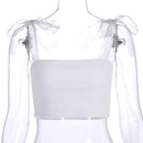 Bandage Straps Solid White Top Ladies Summer Tank Top