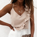 Women Summer Blouse Shirts V Neck Ruffle Blouses