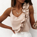 Women Summer Blouse Shirts V Neck Ruffle Blouses
