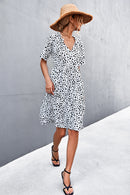 Printed Tie Neck Tiered Dress