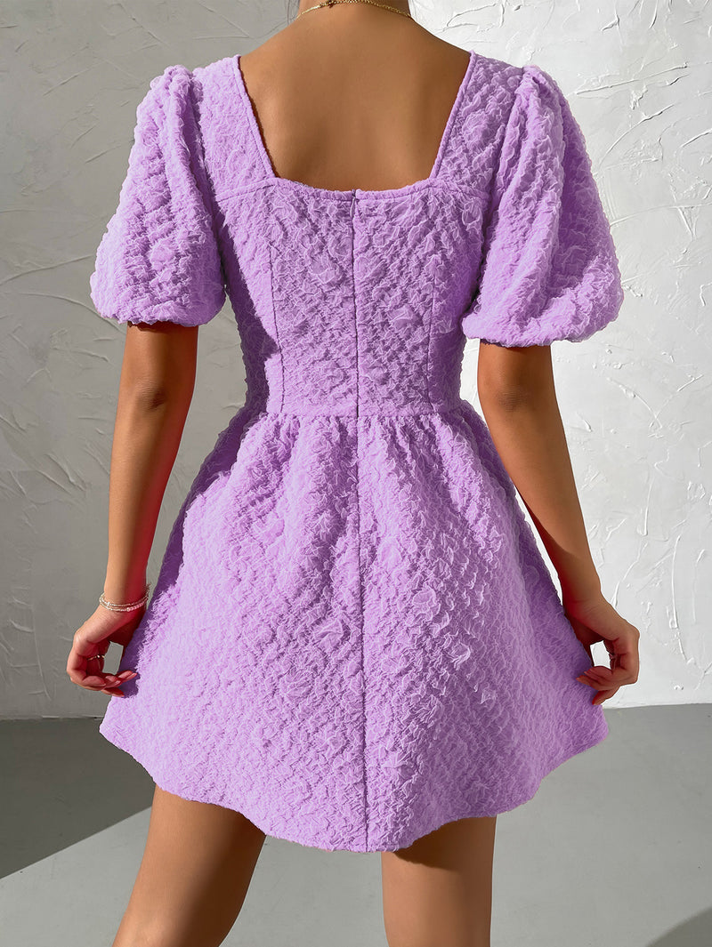 A-Line Puff Sleeve Mini Dress