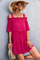 Cold-Shoulder Frill Trim Mini Dress