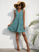 Tiered V-Neck Sleeveless Dress