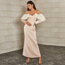 Spaghetti Strap Cold-Shoulder Maxi Sheath Dress