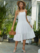 Dotted Ruffle Hem Spaghetti Strap Dress