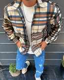 Men's Fashion Plaid Lapel Long Sleeve Shirt