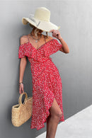 Ditsy Floral Cold Shoulder Tulip Hem Dress