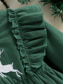 Girls Christmas Reindeer Graphic Babydoll Top