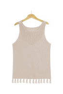 Tassel Hem Sleeveless Knit Tank