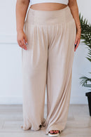 Zenana Easy Breezy Full Size Palazzo Pants in Beige