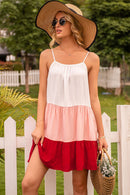 Color Block Ruffle Hem Tiered Dress