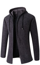 Pure Color Plus Velvet Fashion Hooded Knitted Sweater Coat