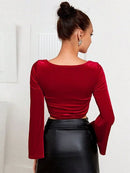 Square Neck Flare Sleeve T-Shirt