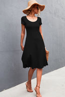 Round Neck Short Sleeve A-Line Dress