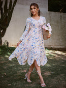 Floral V-Neck Ruffled Dress