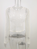 Round Neck Crochet Bell-Sleeved Cropped Beach Cover-ups