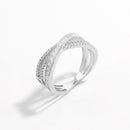 X Shape Inlaid Zircon 925 Sterling Silver Ring