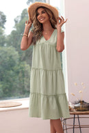 Frill Trim V-Neck Sleeveless Dress