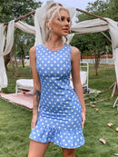 Polka Dot Ruffle Hem Sleeveless Dress
