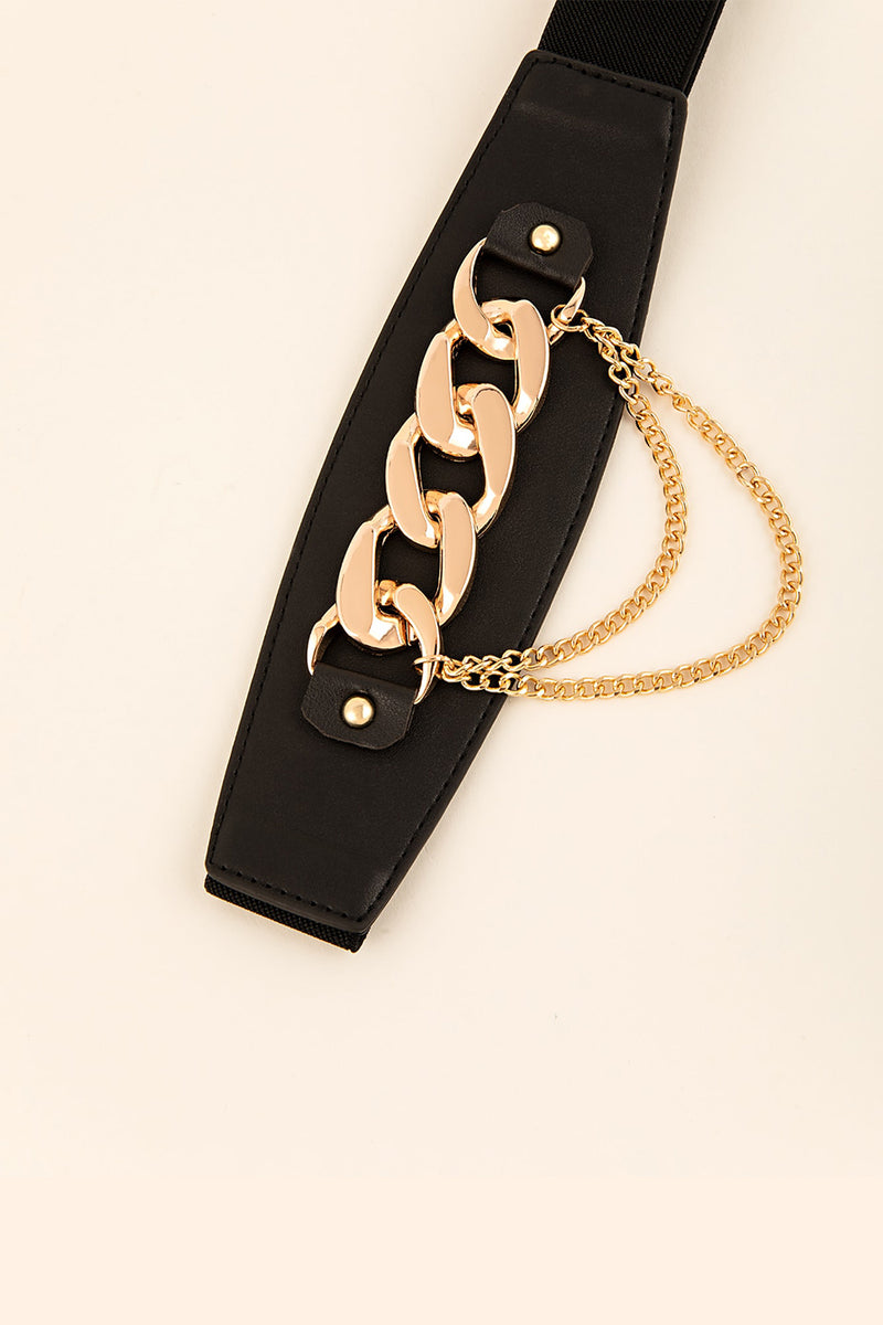 Chain Detail PU Leather Belt