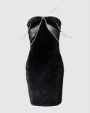 Rhinestone Cutout Sheer Mesh Bodycon Dress