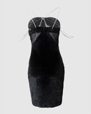 Rhinestone Cutout Sheer Mesh Bodycon Dress