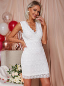 Lace Surplice Sleeveless Mini Dress