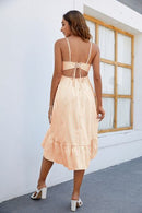 Ruffled Striped Spaghetti Strap Dress