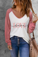 LOVE Graphic Raglan Sleeve V-Neck Tee