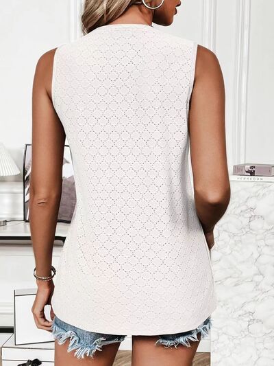 Eyelet Round Neck Tank