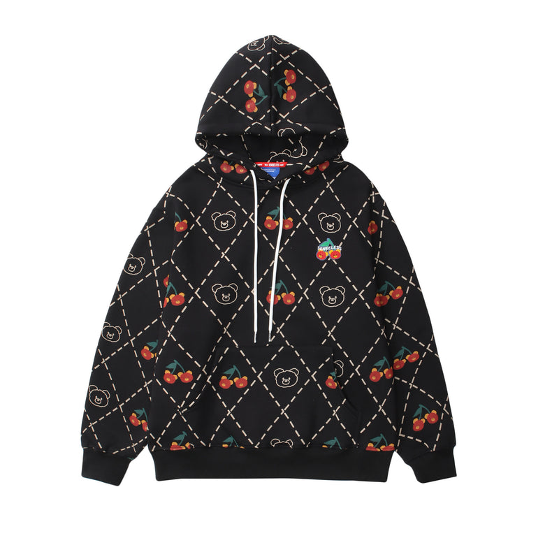 Japanese Full Print Cherry Hooded Sweater For Men And Women