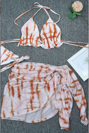 Women's Sexy Print Lace-Up Three-Piece Bikini Set