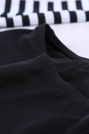 Floral Striped Patchwork Rashguard One-piece Swimsuit