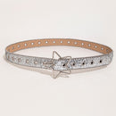 PU Leather Star Shape Buckle Belt
