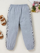 Girls Color Block Printed Cold-Shoulder Tee and Joggers Set