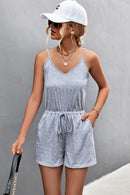 Drawstring Waist Spaghetti Strap Romper