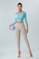 Boat Neck Long Sleeve Active T-Shirt