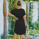 Tie Waist Curved Hem Dress