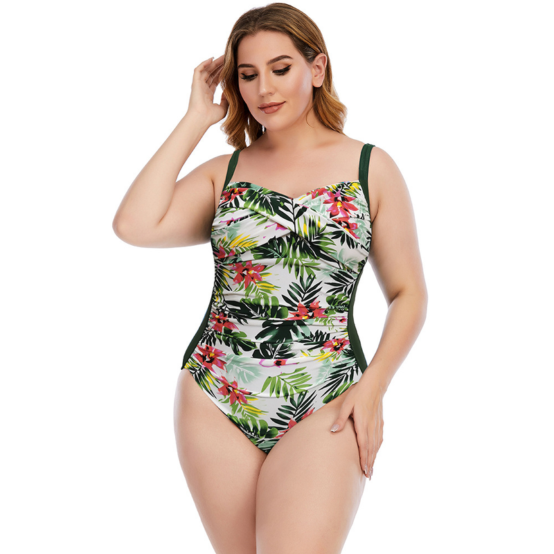 Large Size One-Piece Women's Floral Swimwear