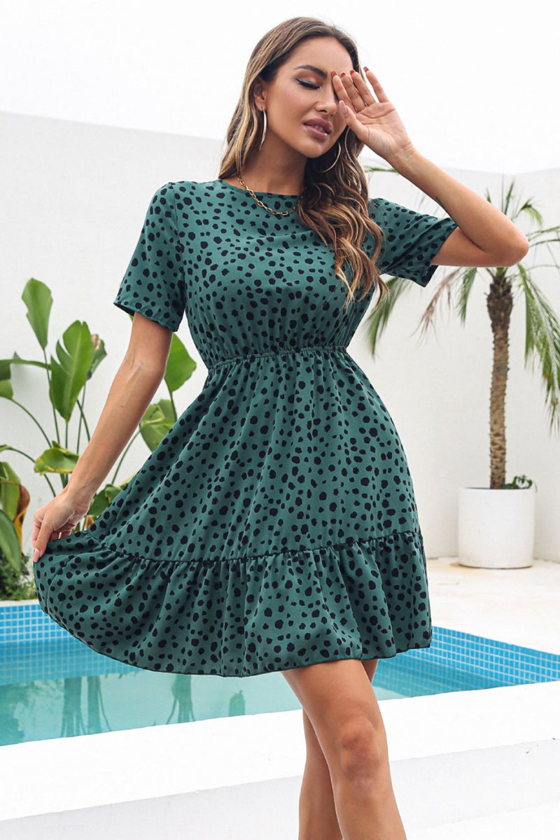 Printed Ruffle Hem Mini Dress