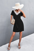 Two-Tone Lace Trim Spliced Dress